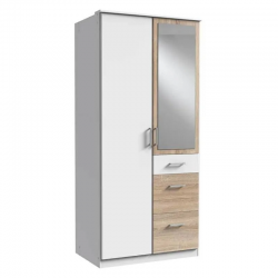 Riidekapp Click 628 (valge/tamm)