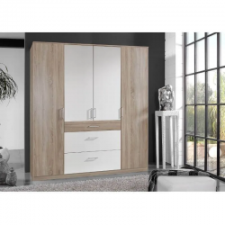 Riidekapp Click 626 (valge/tamm)