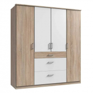 Riidekapp Click 626 (valge/tamm)