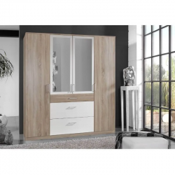 Riidekapp Click 630 (valge/tamm)