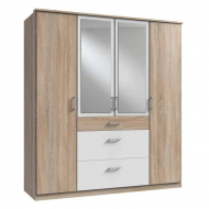 Riidekapp Click 630 (valge/tamm)