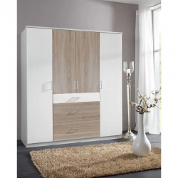 Riidekapp Click 626 (valge/tamm)