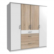 Riidekapp Click 626 (valge/tamm)