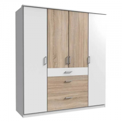 Riidekapp Click 626 (valge/tamm)