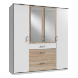 Riidekapp Click 630 (valge/tamm)