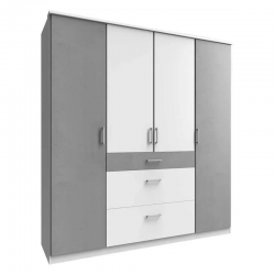 Riidekapp Click 626 (hall/valge)