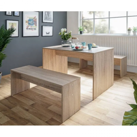 Söögilaua ja pinkide komplekt Berlin (sonoma tamm)