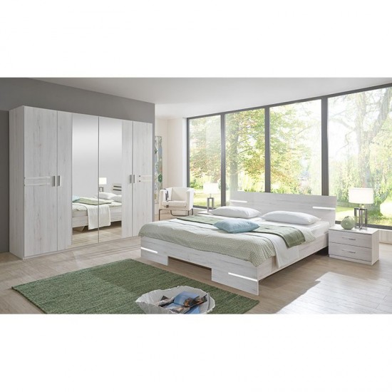 Voodi Anna 180x200 cm (valge tamm/kroom) Voodi Anna 180x200 cm (valge tamm/kroom)