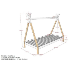 Vipack Voodi Tipi 90x200 cm (valge)