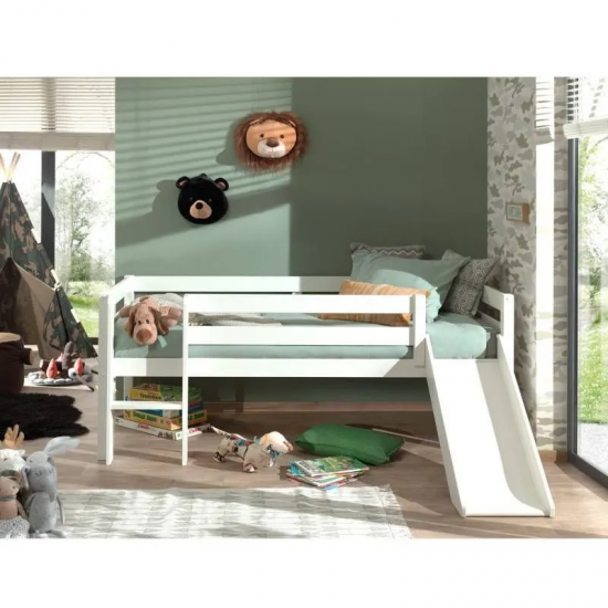 Vipack Voodi+liumägi+redel Pino 90x200 cm (valge)