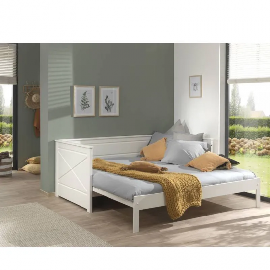 Vipack Laiendatav voodi Pino 90-180x200 cm (valge)