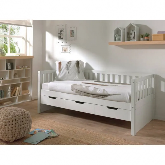 Vipack Kaptenivoodi+3 sahtlit Fritz 90x200 cm (valge)