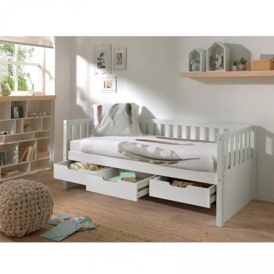 Vipack Kaptenivoodi+3 sahtlit Fritz 90x200 cm (valge)