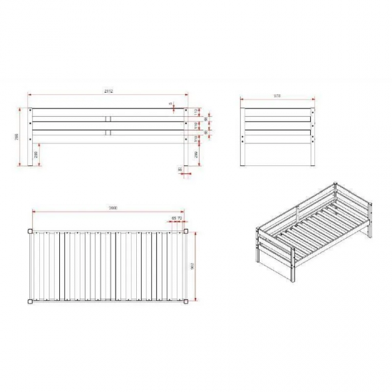 Vipack Kaptenivoodi Margrit 90x200 cm (valge)