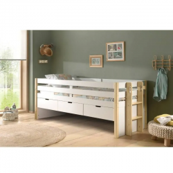 Vipack Kaptenivoodi+3 sahtlit Margrit 90x200 cm (valge)