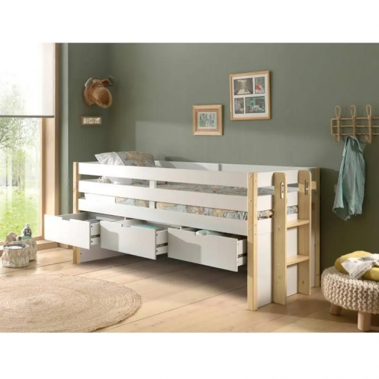 Vipack Kaptenivoodi+3 sahtlit Margrit 90x200 cm (valge)