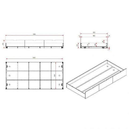 Vipack Voodialune sahtel Margrit 90x200 cm (valge)