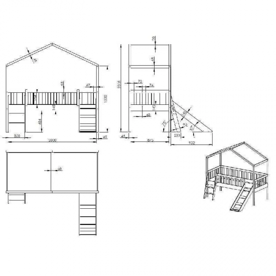 Vipack Majavoodi+redel+liumägi Dallas 90x200 cm (valge)