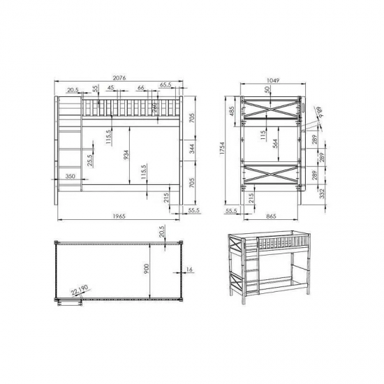 Vipack Narivoodi Scott 90x200 cm (valge)