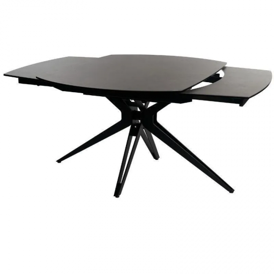 Keerlev/pikendatav söögilaud Rotonda 130x100 cm (must/antratsiit)
