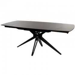 Keerlev/pikendatav söögilaud Rotonda 130x100 cm (must/antratsiit)