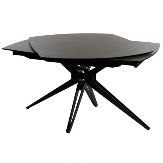 Keerlev/pikendatav söögilaud Rotonda 130x100 cm (must/antratsiit)