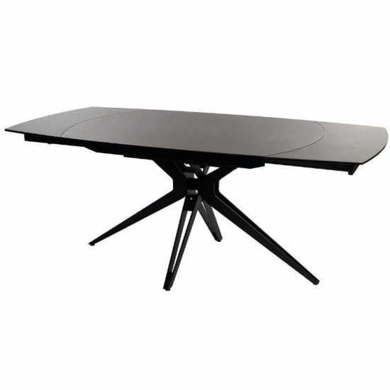 Keerlev/pikendatav söögilaud Rotonda 130x100 cm (must/antratsiit)