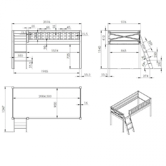 Vipack Voodi Scott 90x200 cm (valge)