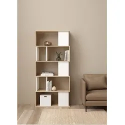 Raamaturiiul Maze (hickory/valge)