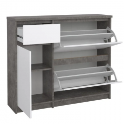 Jalatsikapp Naia (valge kõrgläige/betoon) Jalatsikapp Naia (valge kõrgläige/betoon)