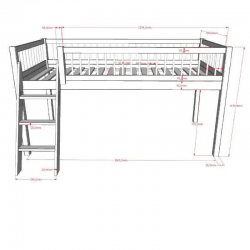 Vipack Poolkõrge voodi Forrest 90x200 cm (õlitatud tamm)