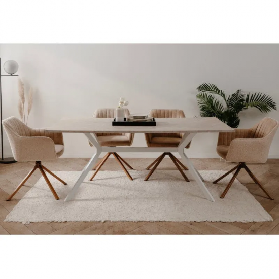 Söögilaud Onex 90x180 cm (liivakivi/valge)