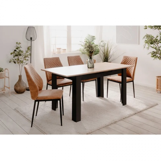 Pikendatav söögilaud Birmingham 125-165x80 cm (artisan tamm/must)