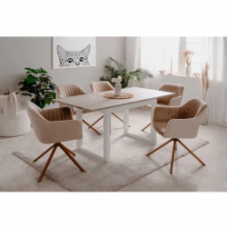 Pikendatav söögilaud Houston 160-200x90 cm (liivakivi/valge)