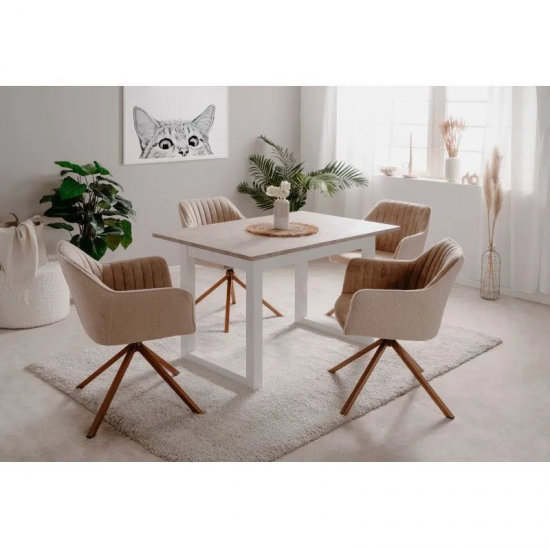 Pikendatav söögilaud Houston 160-200x90 cm (liivakivi/valge)