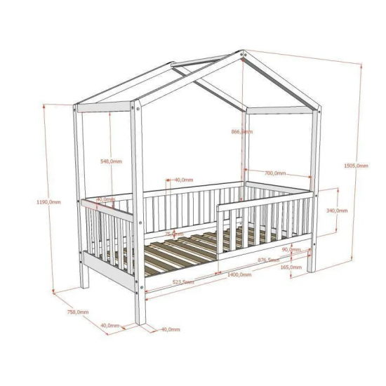 Vipack Majavoodi Dallas 70x140 cm (naturaalne mänd)
