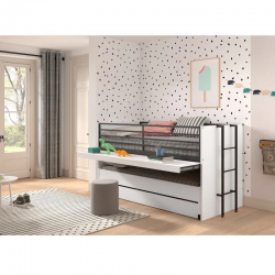 Vipack Narivoodi+laud Sam 90x200 cm (valge/must)