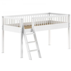 Vipack Poolkõrge voodi Forrest 90x200 cm (valge pöök)