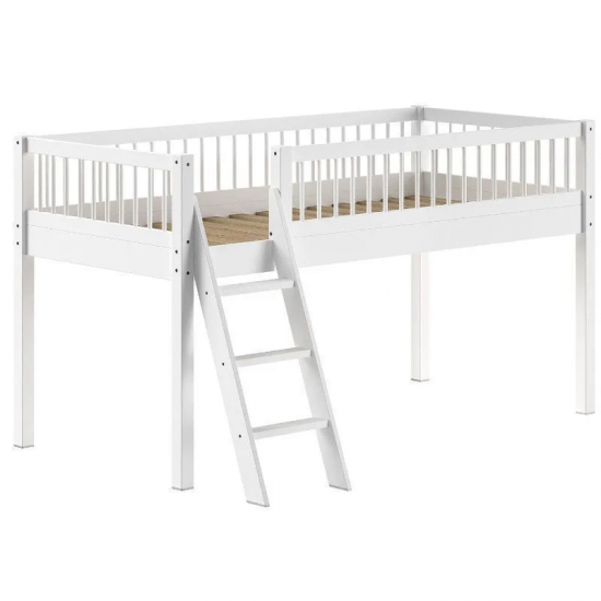 Vipack Poolkõrge voodi Forrest 90x200 cm (valge pöök)