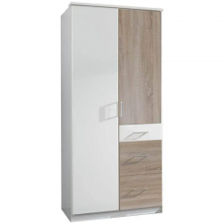 Riidekapp Click 624 (valge/tamm)