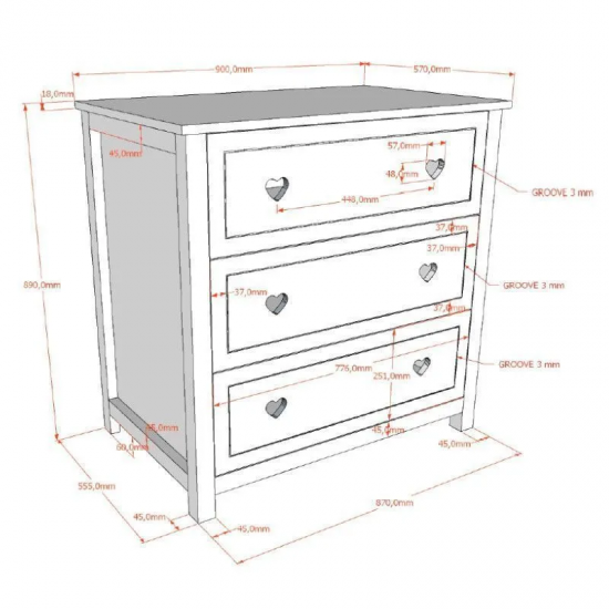 Vipack Kummut Amori 3s (valge)