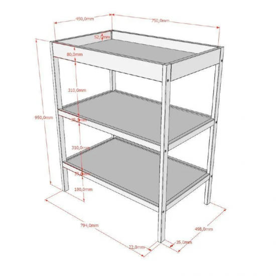 Vipack Mähkimislaud Dino (antratsiit)