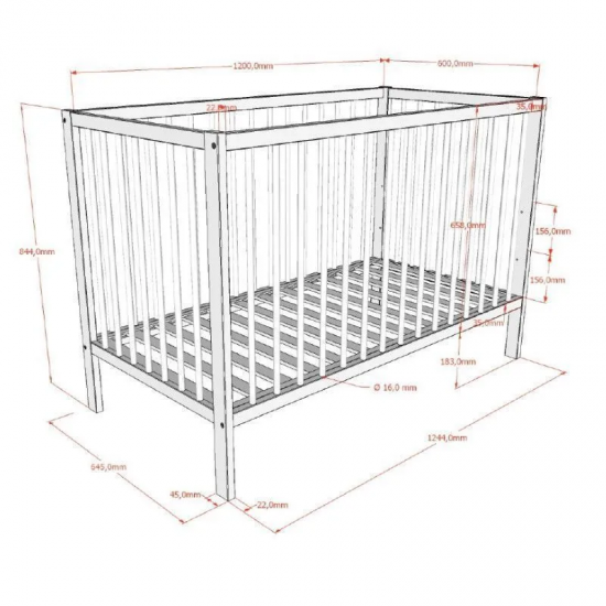 Vipack Beebivoodi Dino 60x120 cm (valge)