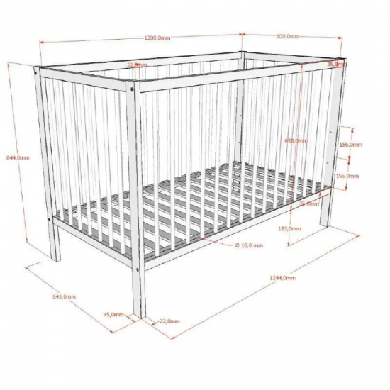 Vipack Beebivoodi Dino 60x120 cm (antratsiit)