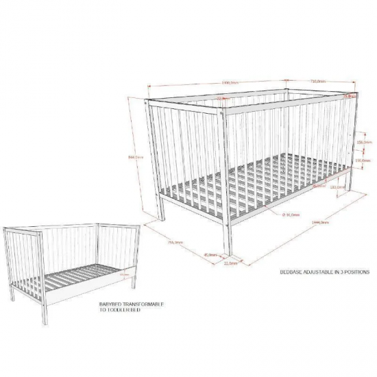 Vipack Beebivoodi Dino 70x140 cm (naturaalne pöök)