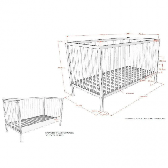 Vipack Beebivoodi Dino 70x140 cm (valge)