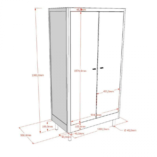 Vipack Riidekapp Forrest 2u (valge)