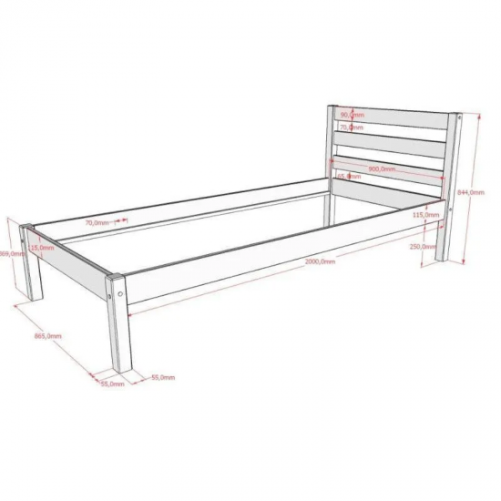Vipack Voodi Pino 90x200 cm (naturaalne mänd)