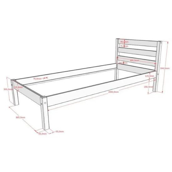 Vipack Voodi Pino 90x200 cm (valge)
