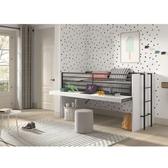 Vipack Kõrge voodi Sam 90x200 cm (valge)